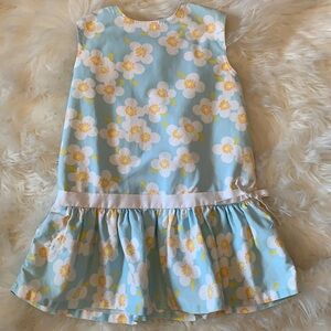 Floral Blue Kids Casual Dress 70s
